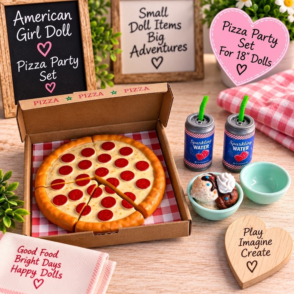 American Girl Doll Pizza Party Set II Retired 2018 Food Accessories for 18 Dolls